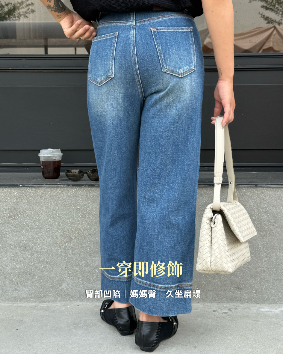 9分牛仔褲-中藍